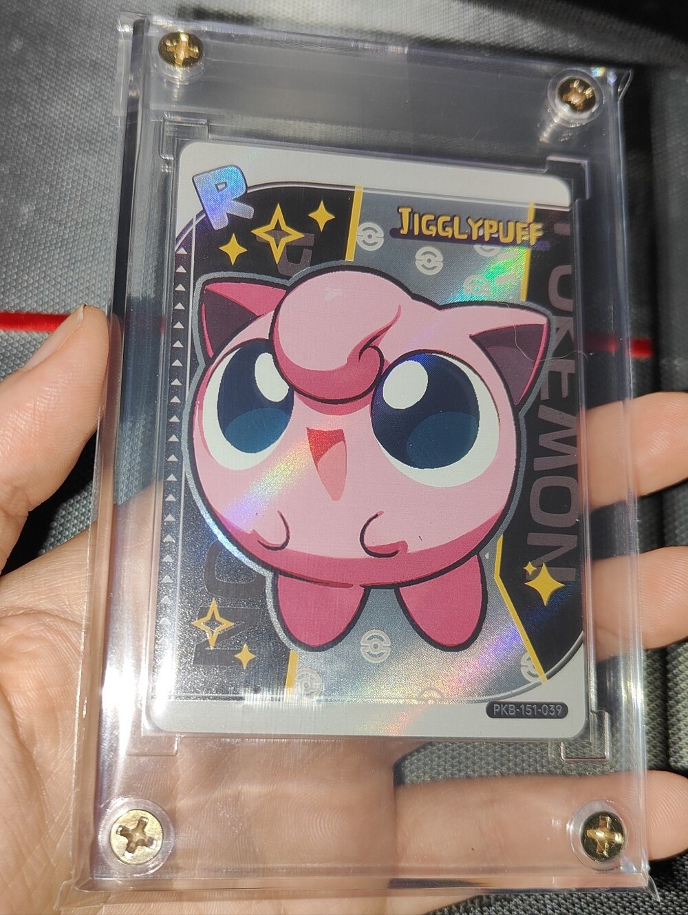 Jigglypuff Rare textured holo encased Pokémon Unofficial Card Chinese Poke Chibi